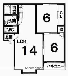 カミニート白樺【2階】の間取り
